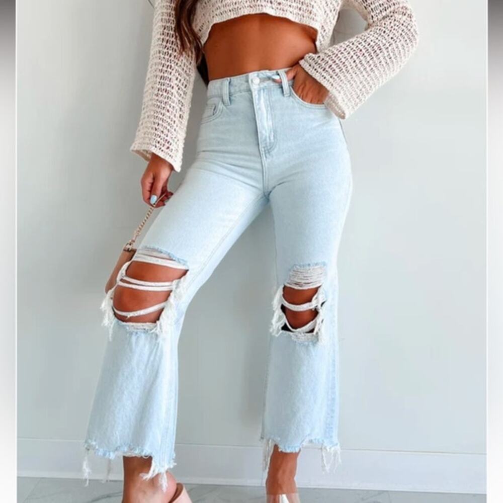 NEW Vervet Light Wash 90's Vintage Flare Jeans Size 28
